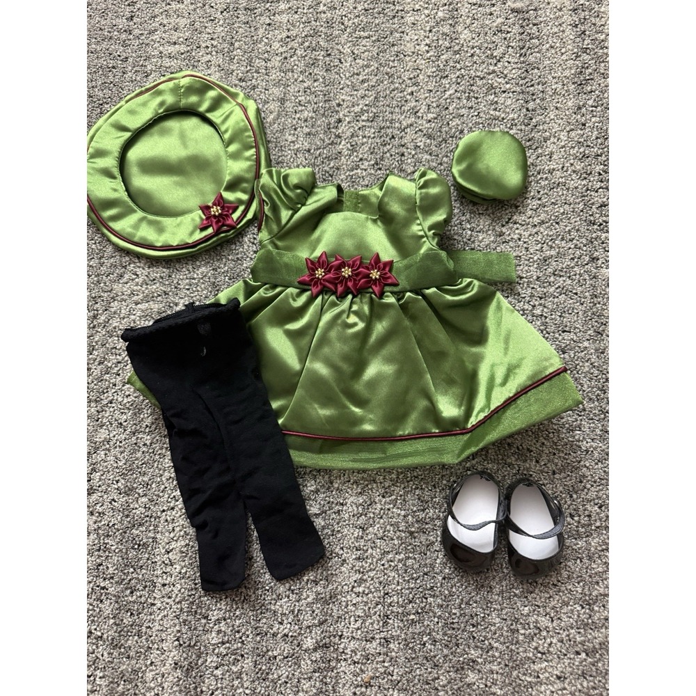 American Girl Bitty Baby Poinsettia Evergreen Satin Outfit